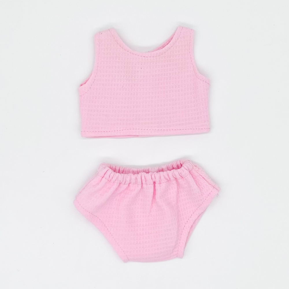 Pink Waffle Knit Doll Underwear Set