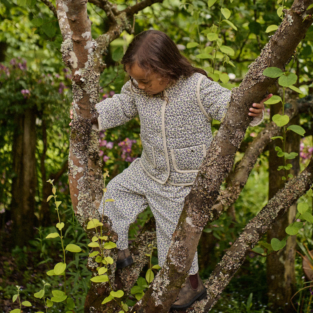 Edith Quilted Jacket Briarwood Heron Print