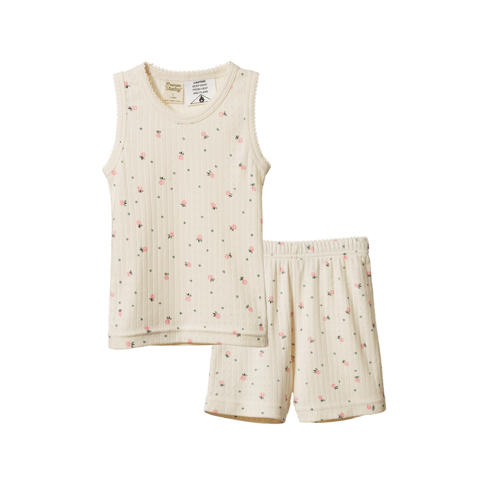 Pointelle Singlet Pyjama Set Posey Blossom Print