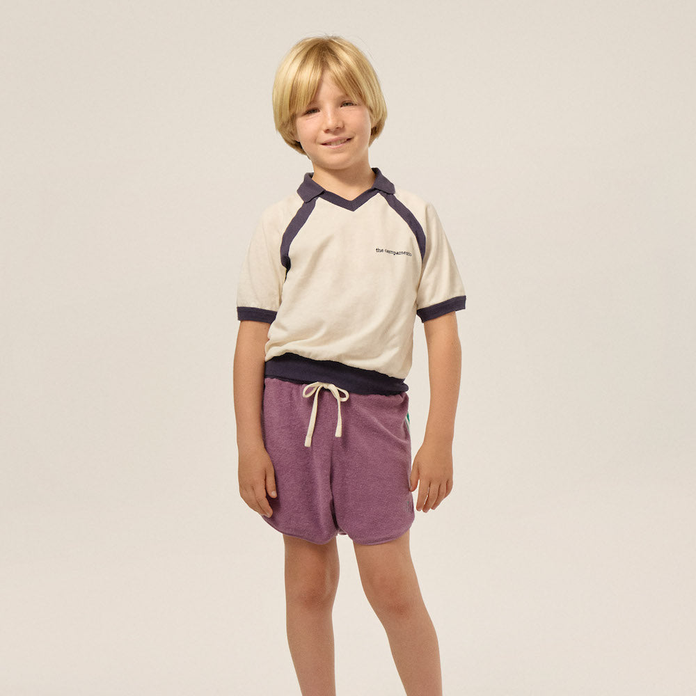 Purple Colour Block Kids Shorts