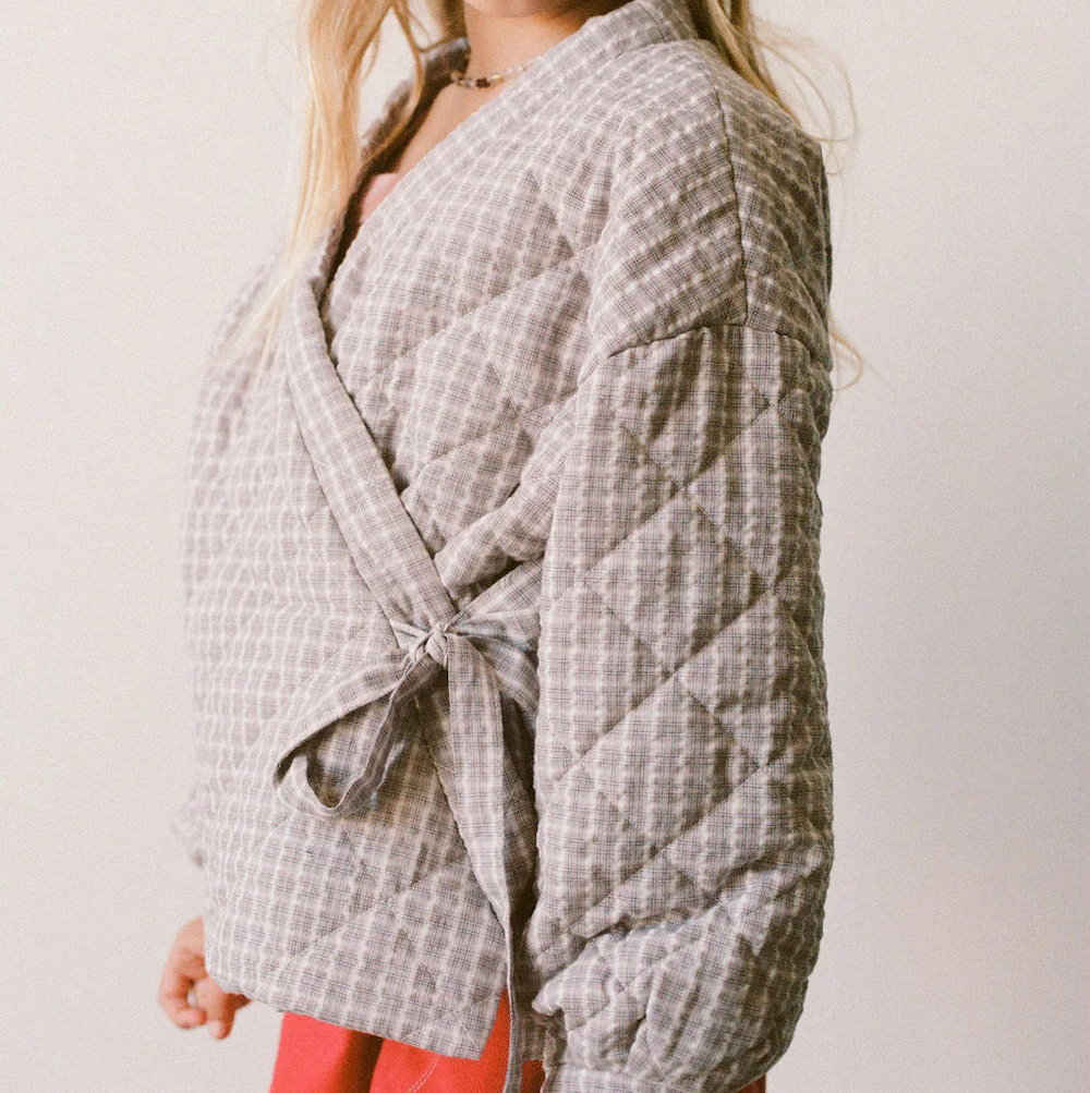 Quilted Jacket Mauve Plaid