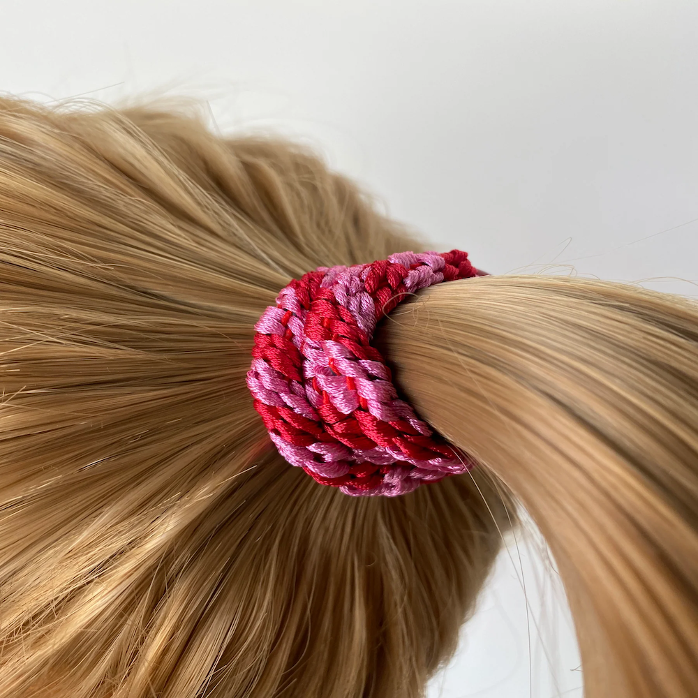 Red-Bubblegum Stripe Hair Tie