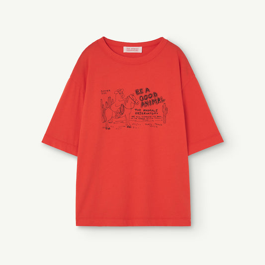 Rooster Oversize Kids T-Shirt Red