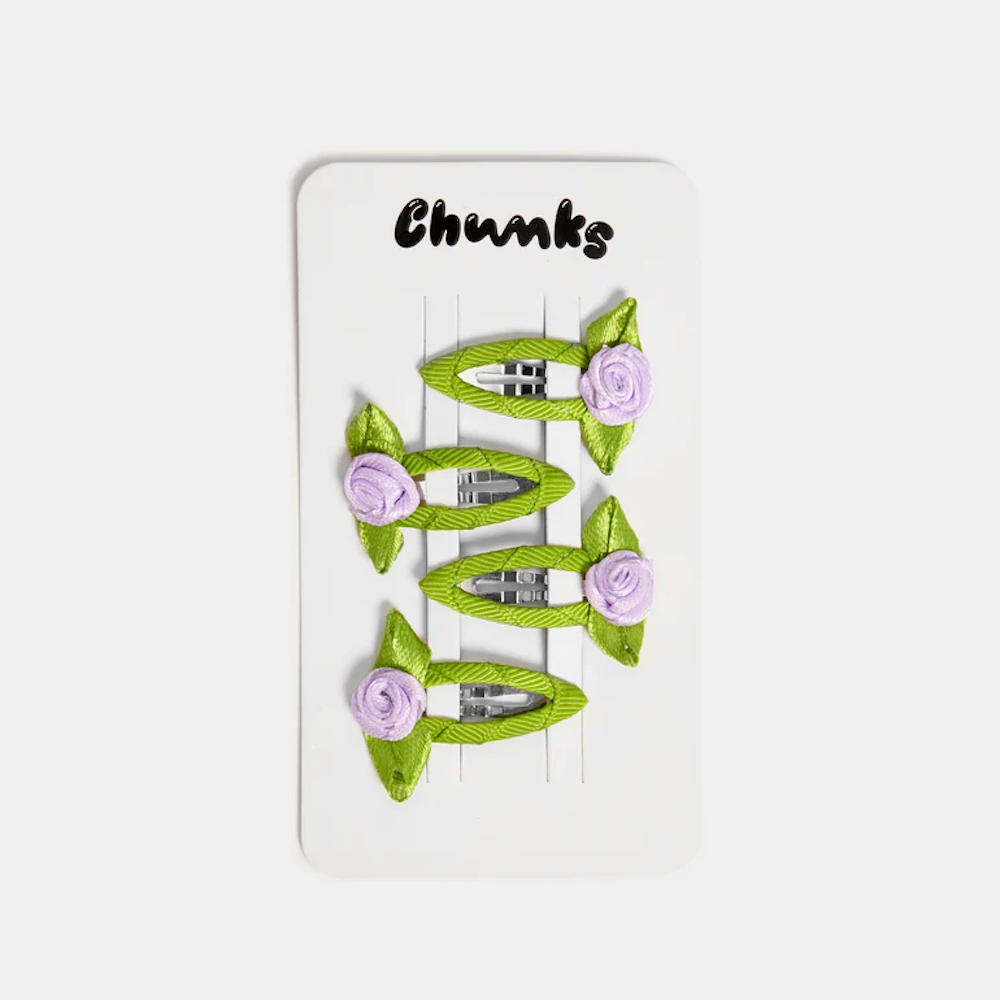 Rosette Snap Clips In Lilac