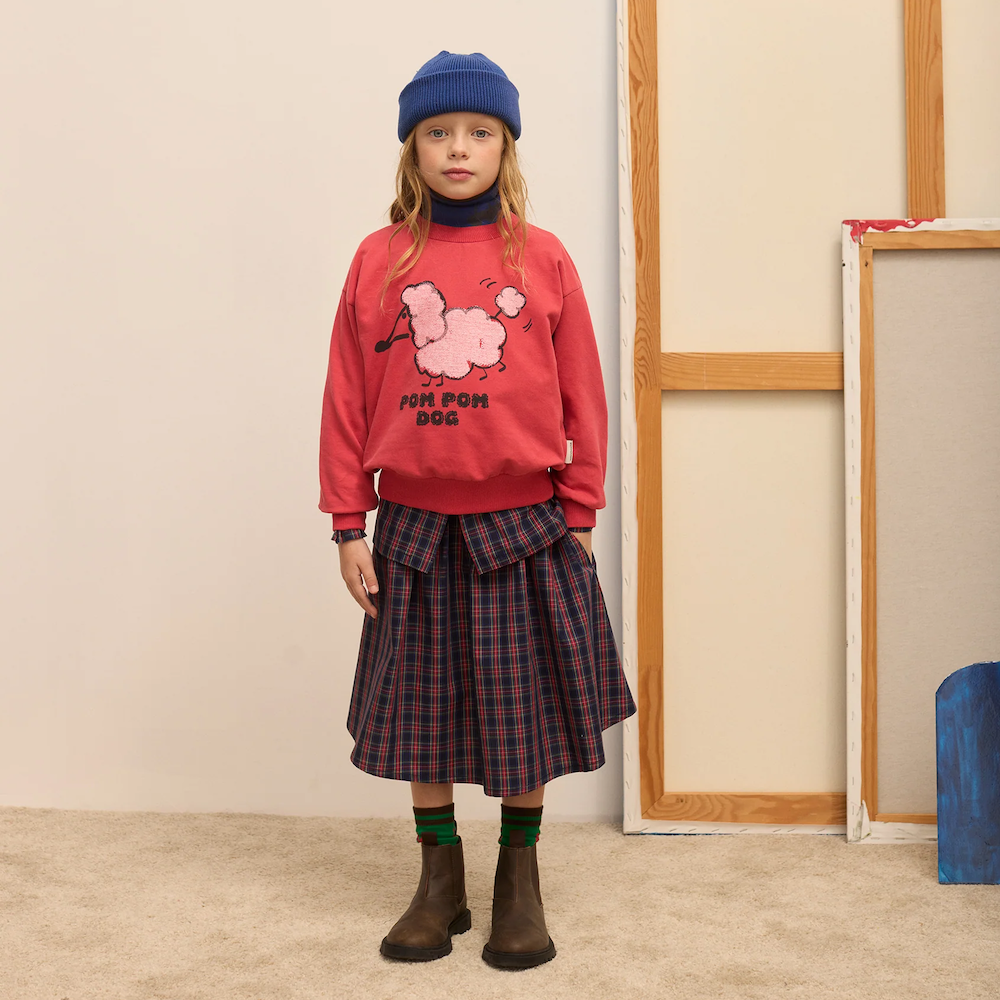 Checkered Skirt Poplin - Blue and Red