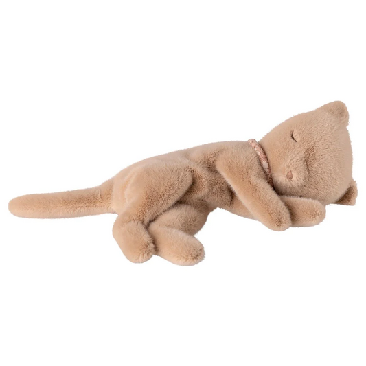 Sleeping Kitten Plush Small Cream Peach