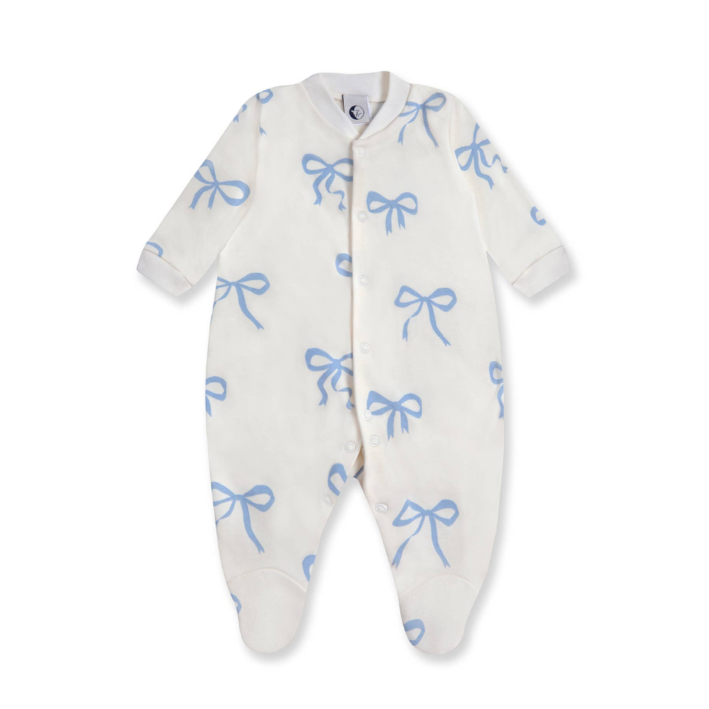Baby Sleepsuit Blue Bows