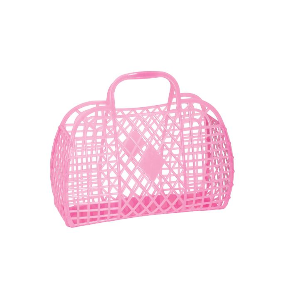 Retro Basket Small Translucent Neon Pink