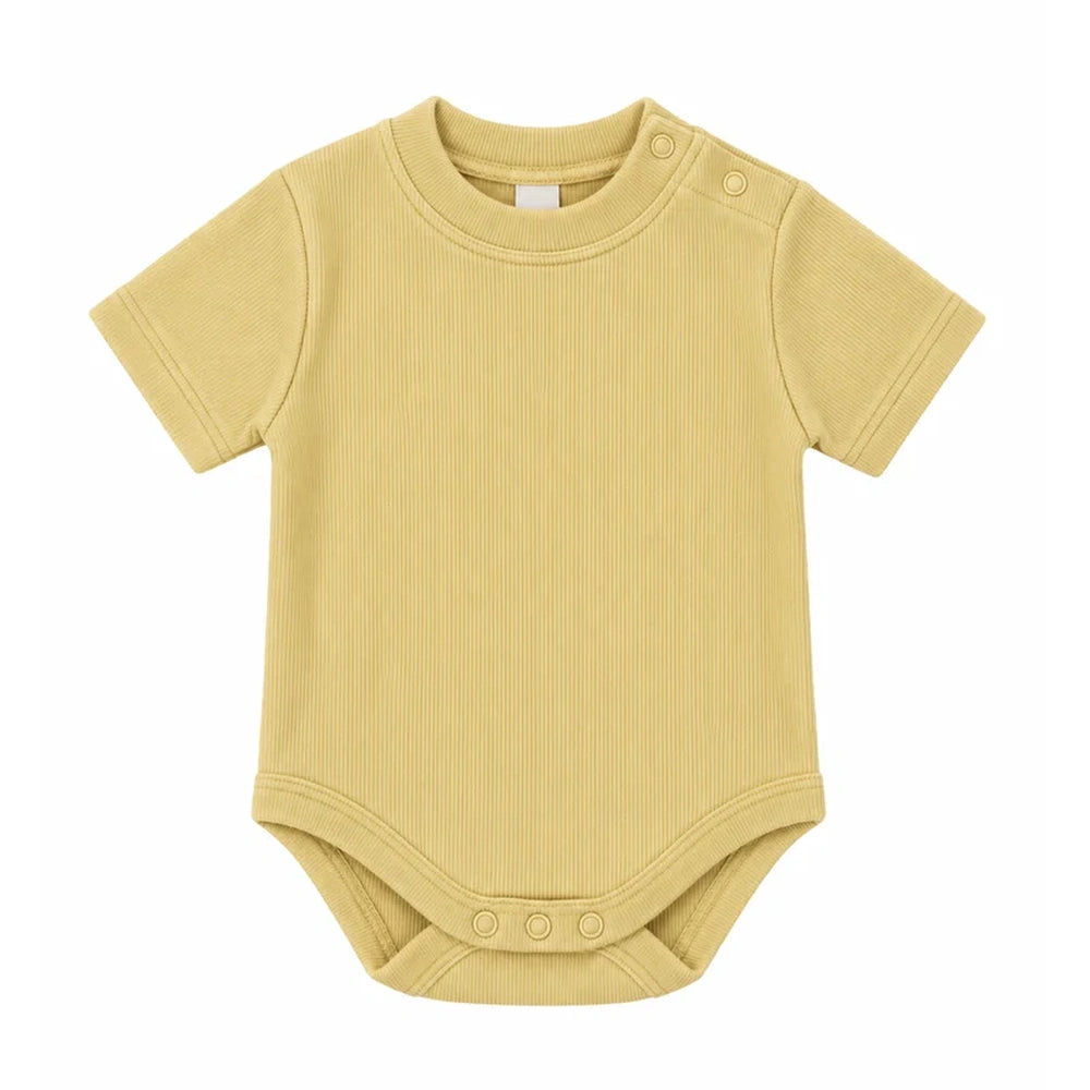 Short Sleeve Baby Body Washed Yellow