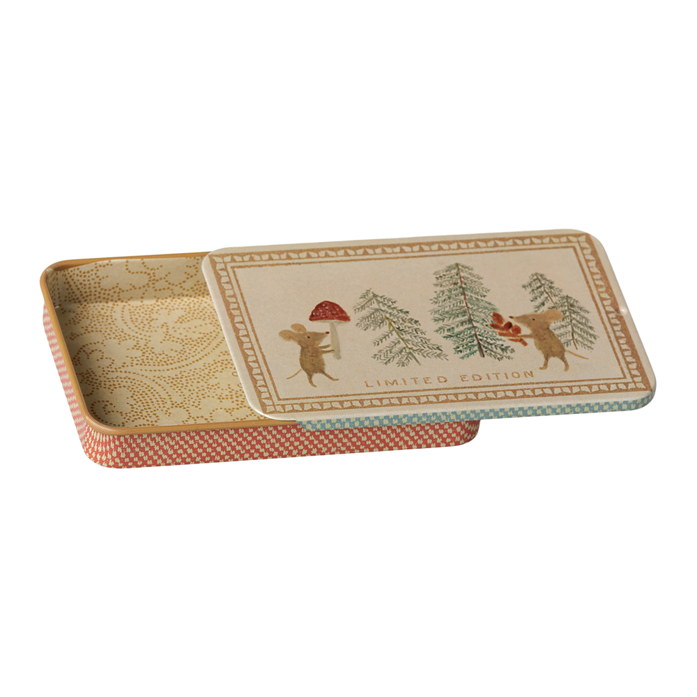 Metal Box Sliding Lid Christmas Mice