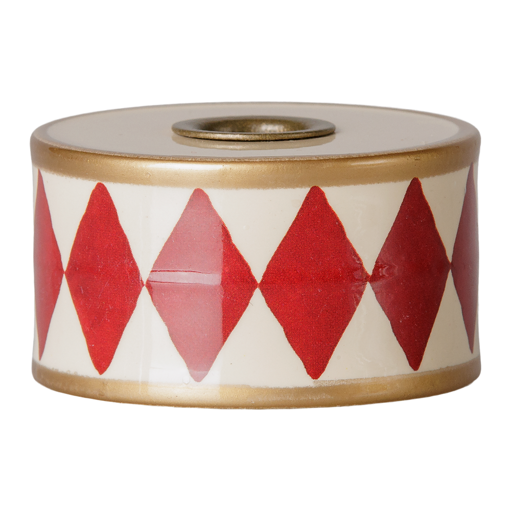 Candle Holder Drum Red-Off White