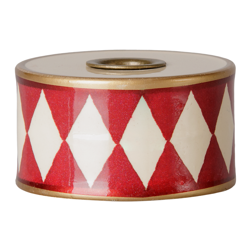 Candle Holder Drum Off White-Red