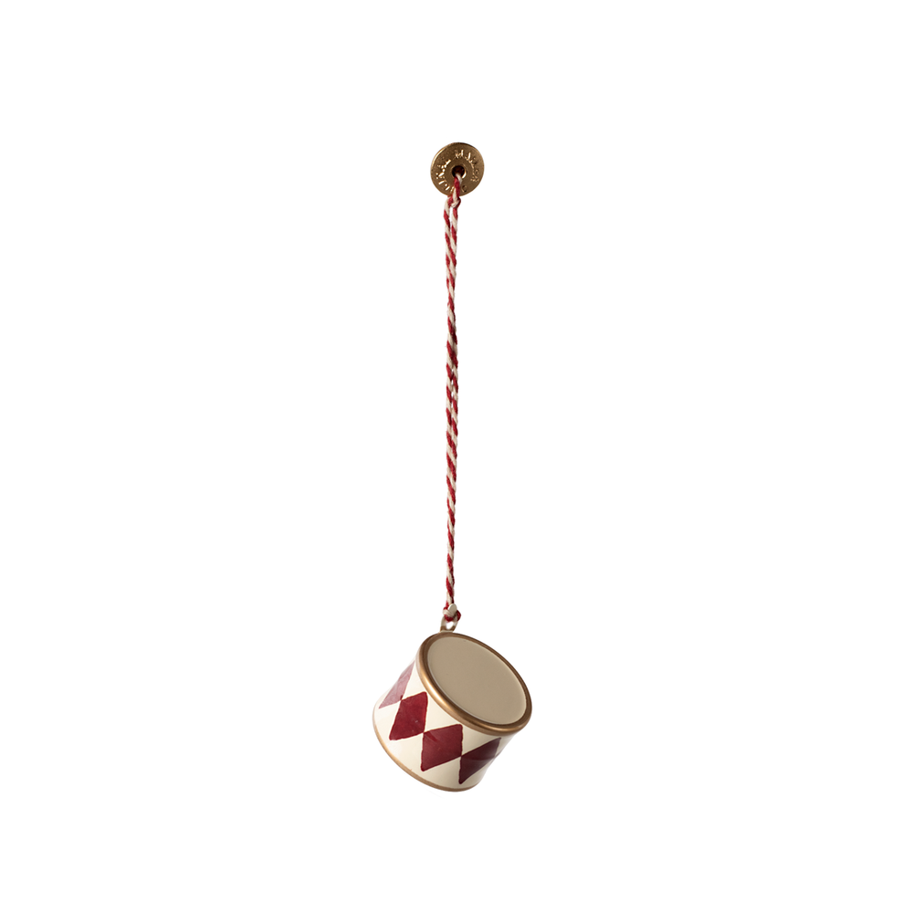Metal Ornament Small Drum Red 2026