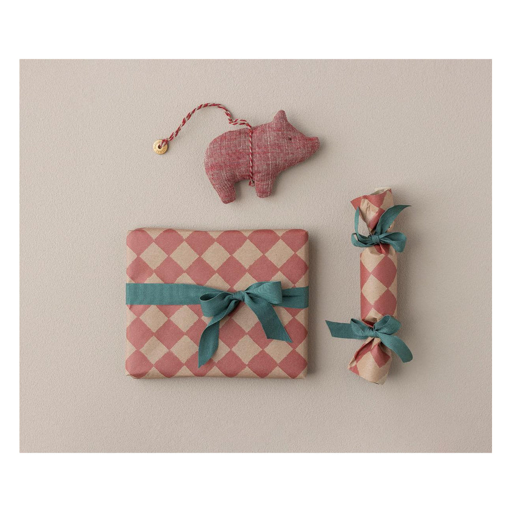 Gift Wrap 10m Checker Powder-Red - In Store Pick Up Only