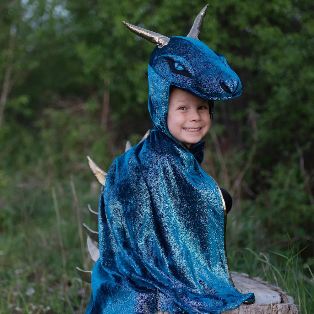 Teal & Gold Starry Night Dragon - Size 5-6 Years