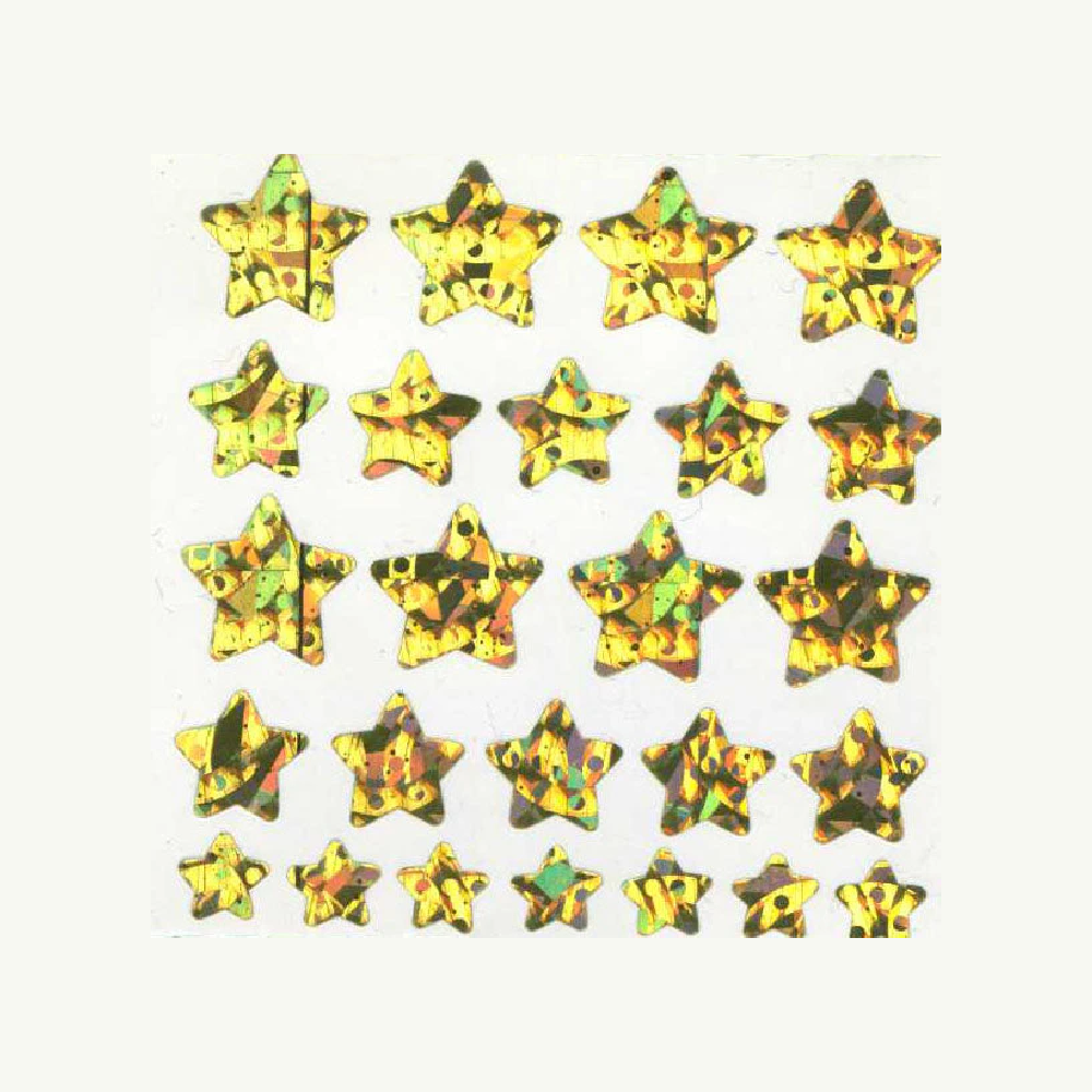 Gold Stars Prismatic Stickers Off The Roll