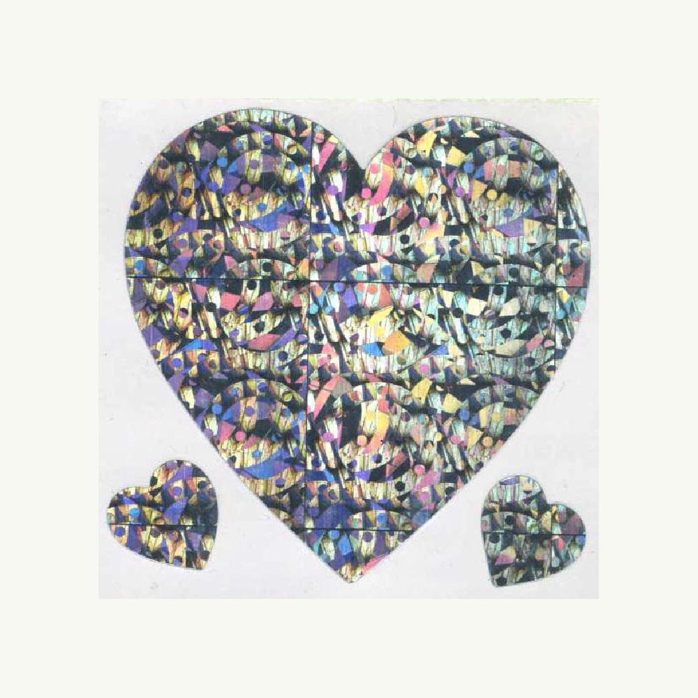 Silver Hearts 3 Prismatic Stickers Off The Roll