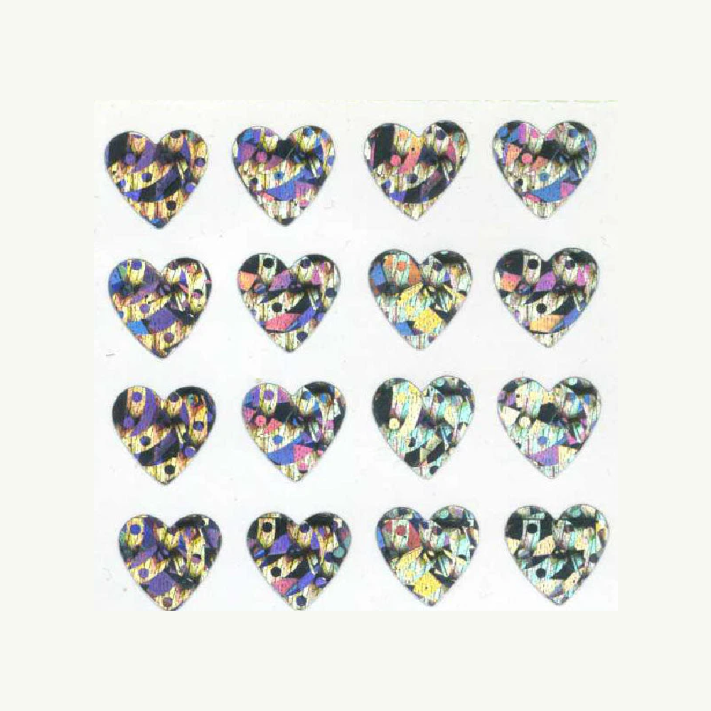 Multi Silver Hearts Prismatic Stickers Off The Roll