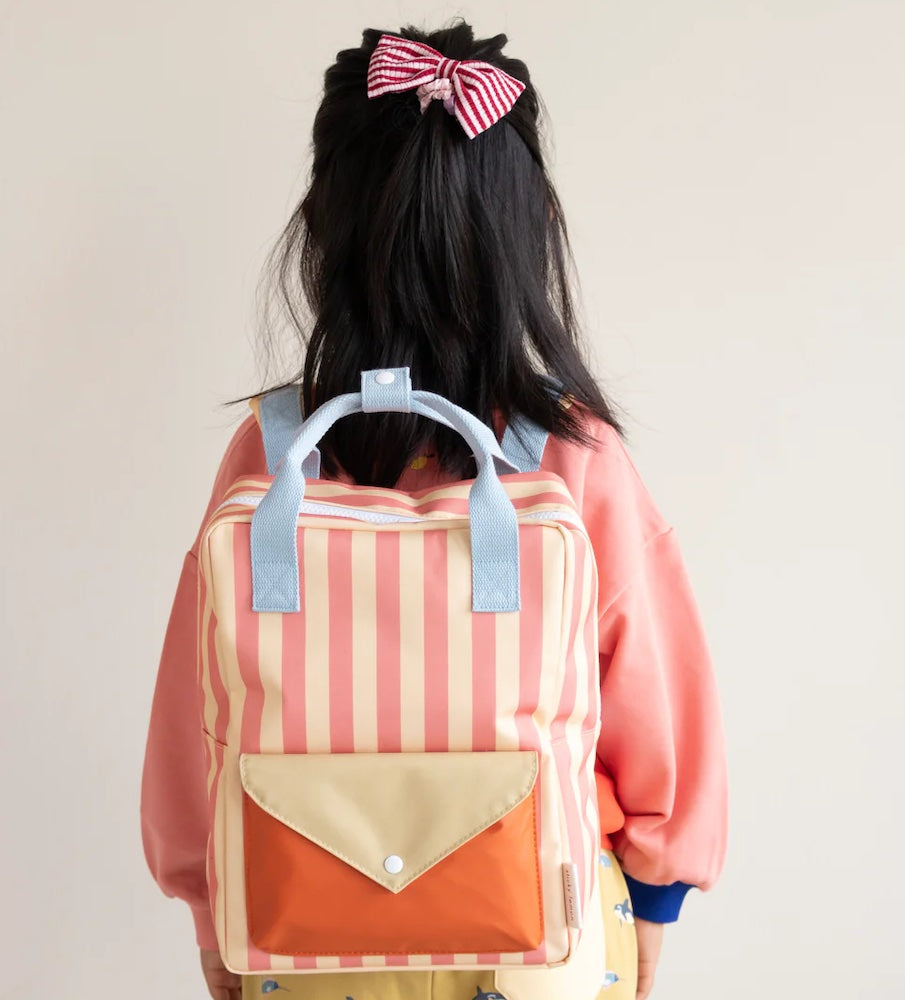 Backpack Medium Envelope Stripes Coral Pink + Sandy Yellow
