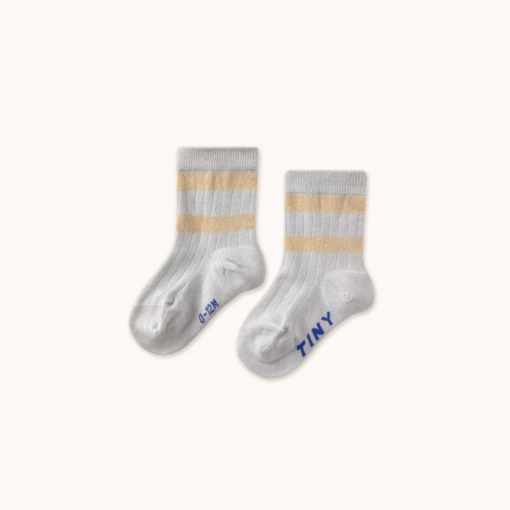 Stripes Medium Socks Pack Metallic Light Grey