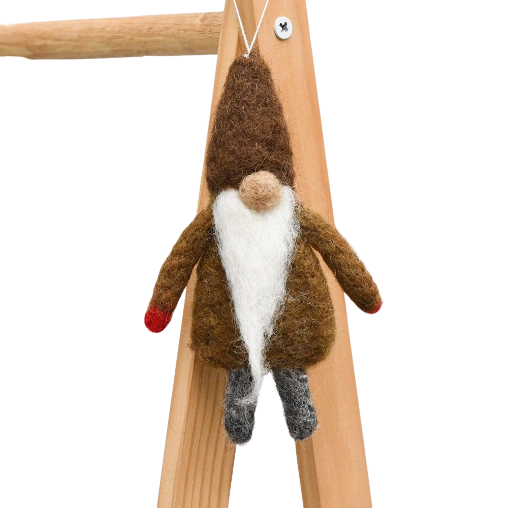 Felt Gnome Hanging Light Brown Robe