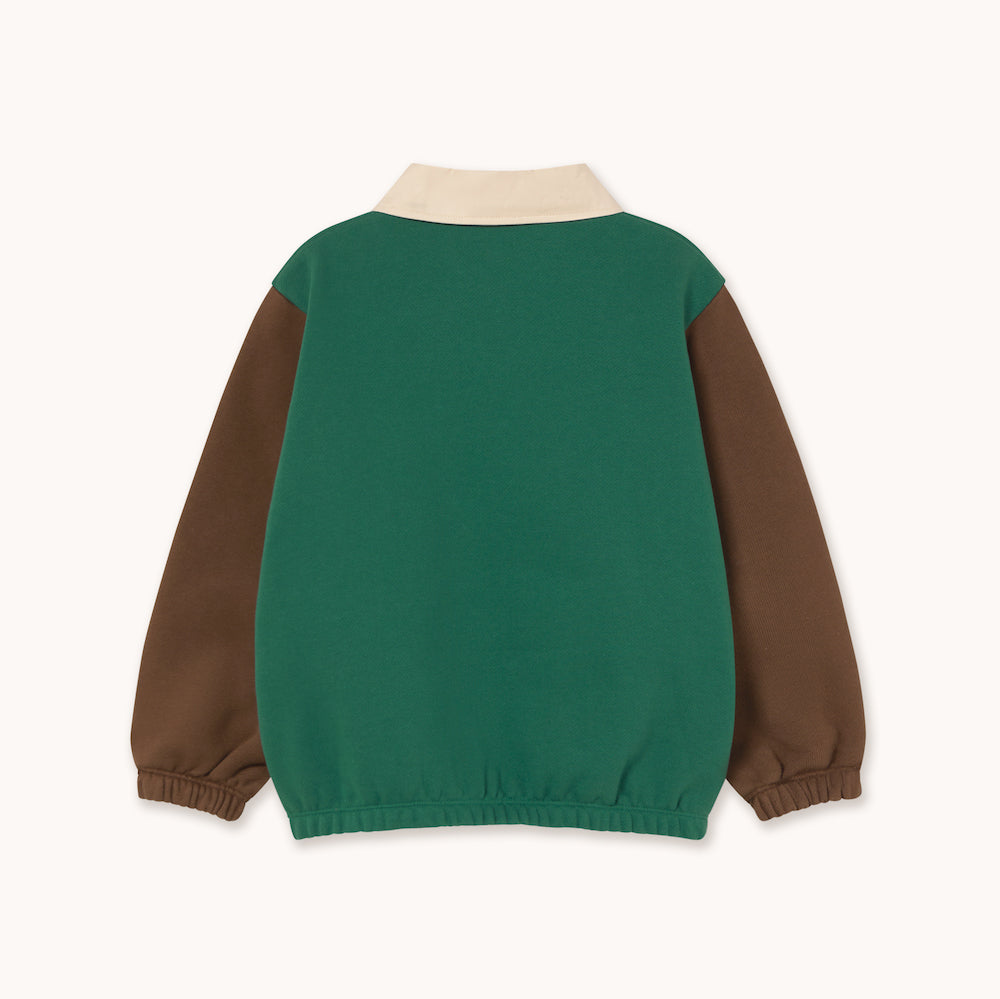 Colour Block Polo Sleeve Tee Dark Green