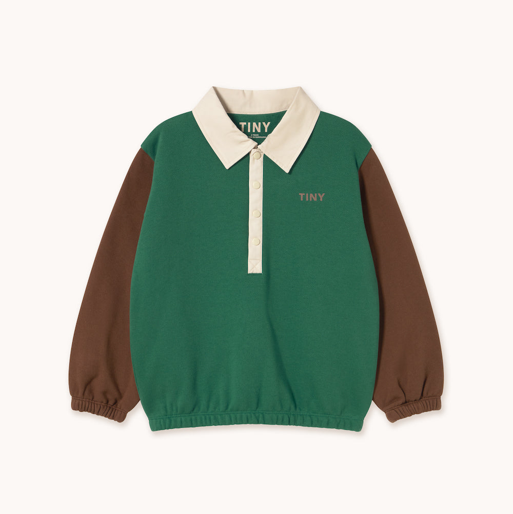 Colour Block Polo Sleeve Tee Dark Green