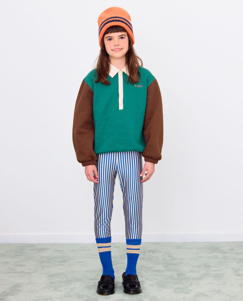 Colour Block Polo Sleeve Tee Dark Green