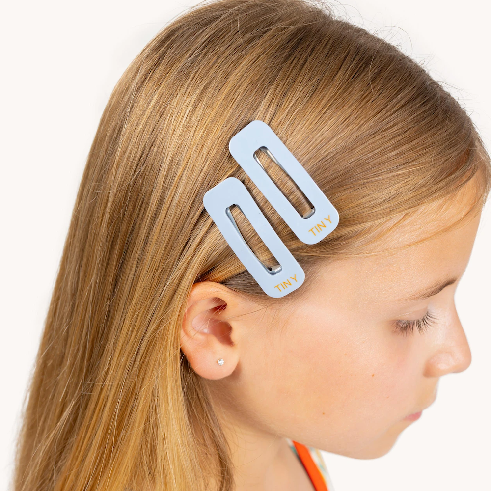 Tiny Hair Clips Set Dusty Blue