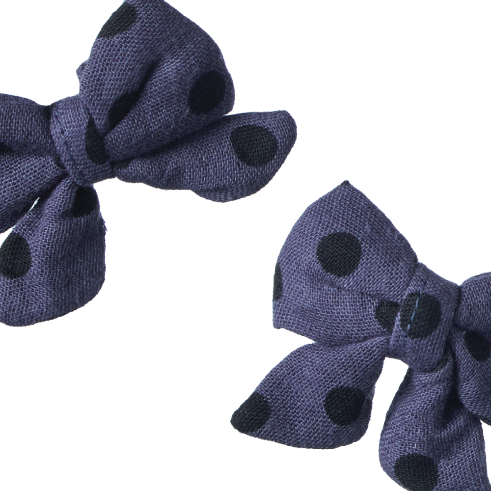 Violet Polka Dot Print Bow Hair Clips 2 Pack
