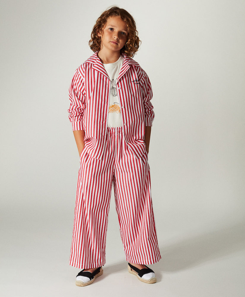 Red Stripes Straight Pants