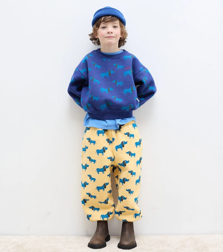 Blue Dog All Over Sweatpants Soft Yellow