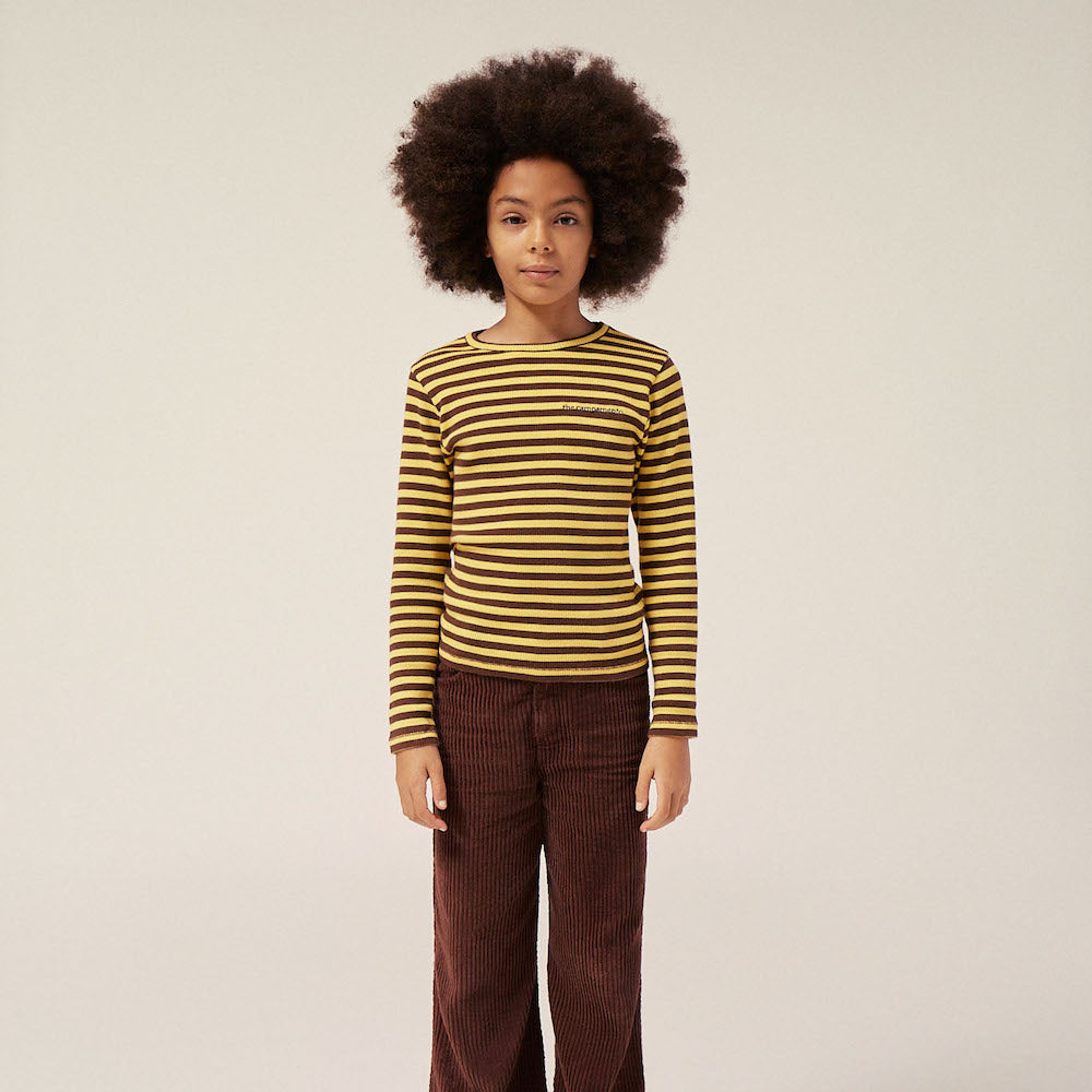Yellow Stripes Long Sleeve Kids T-Shirt