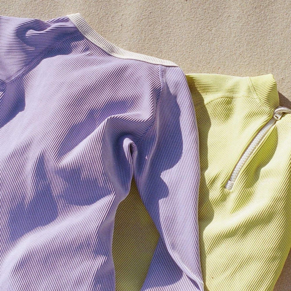 Mini Stripe Rib Rashie Onesie Grape