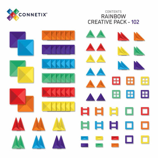 Magnetic Tiles 102 Piece Rainbow Creative Pack
