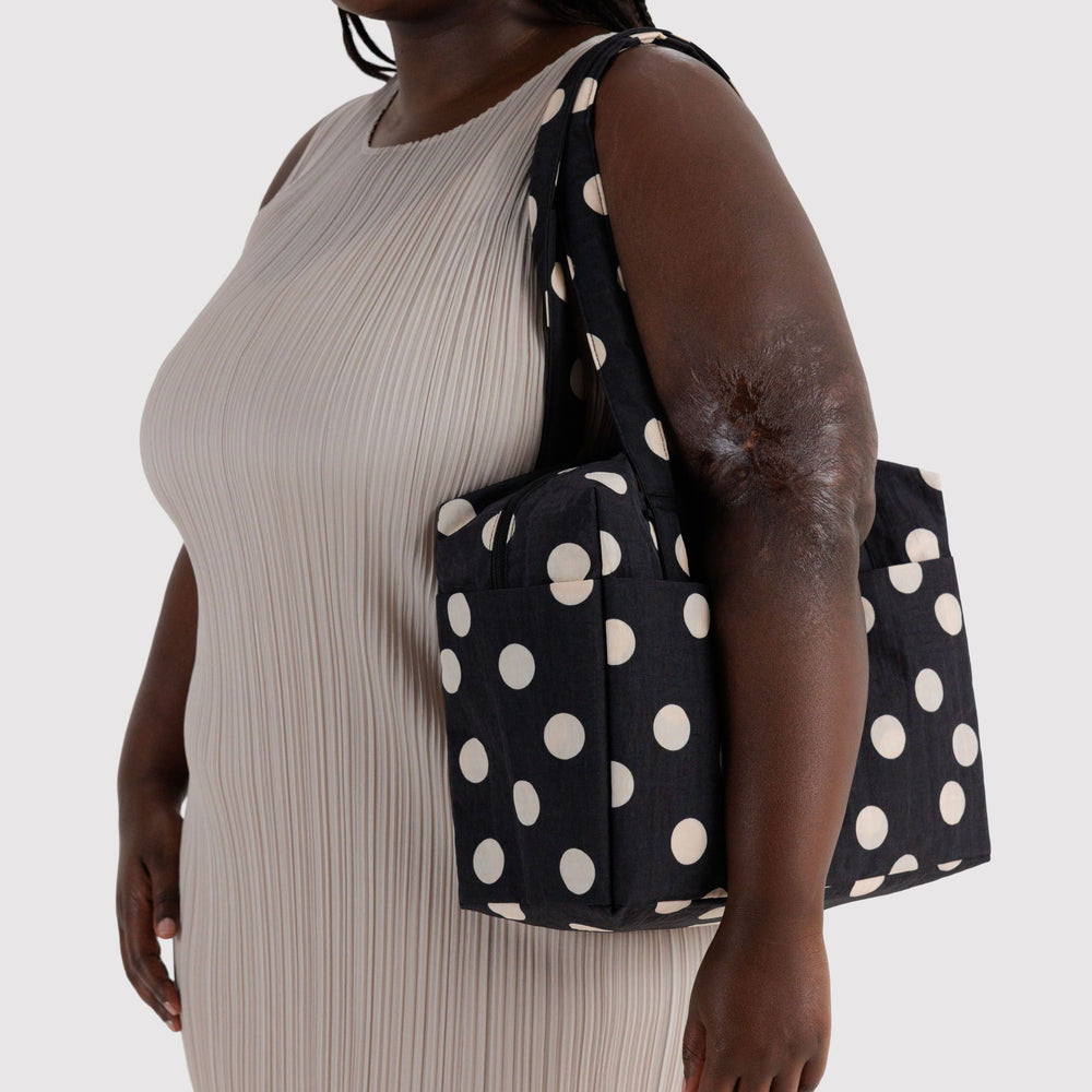Everyday Cloud Bag Black and Cream Polka Dot