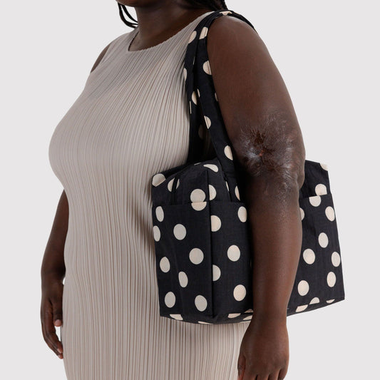 Everyday Cloud Bag Black and Cream Polka Dot