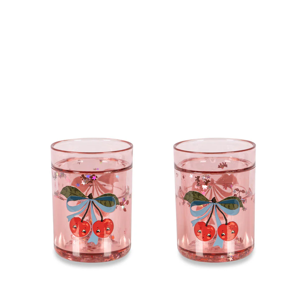 2 Pack Glitter Cups Cherry Bow