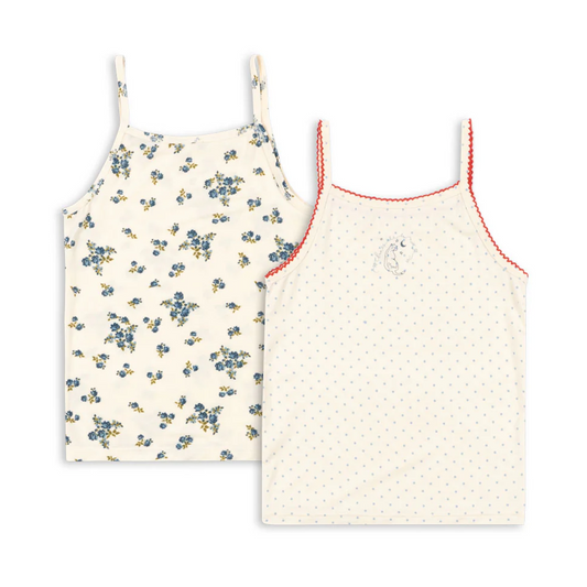 2 Pack Mimmi Strap Tops Blue Kitty Dot/Tramonto