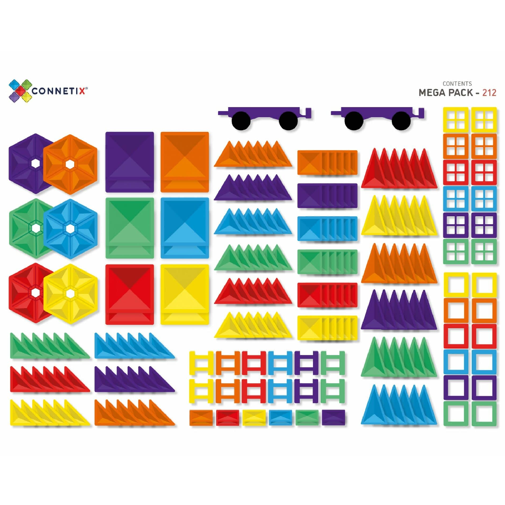Magnetic Tiles 212 Piece Rainbow Mega Pack