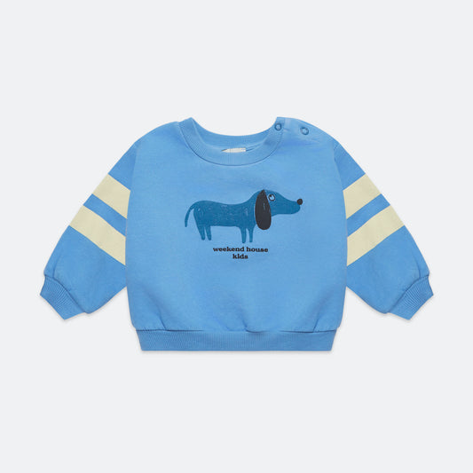 Blue Dog Stripes Baby Sweatshirt Soft Blue