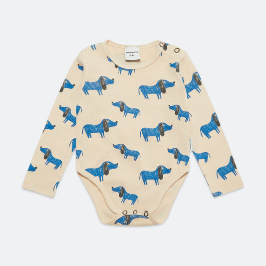 Blue Dog All Over Bodysuit Sand