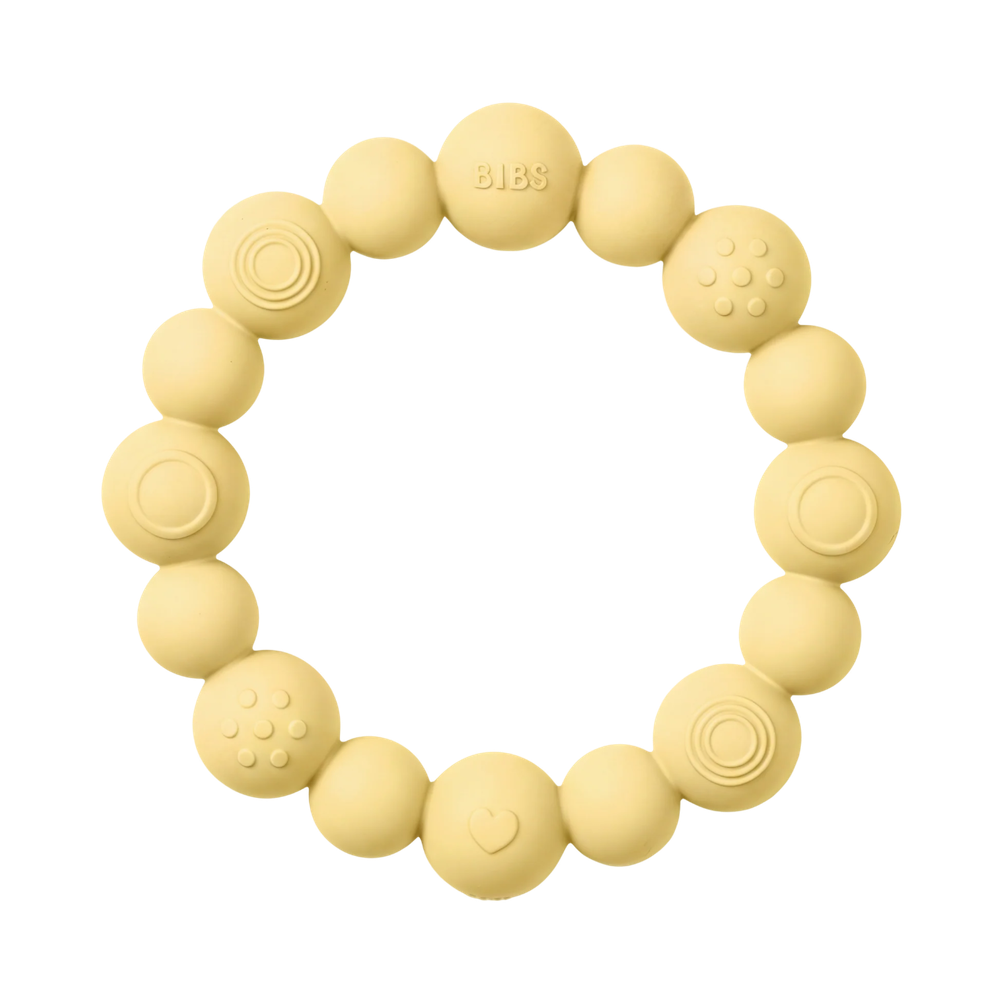Teething Ring Beaded Pale Butter