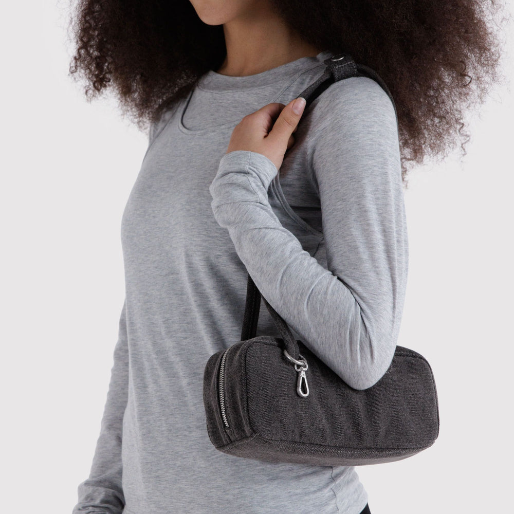 Small Denim Bowler Bag Washed Black Denim