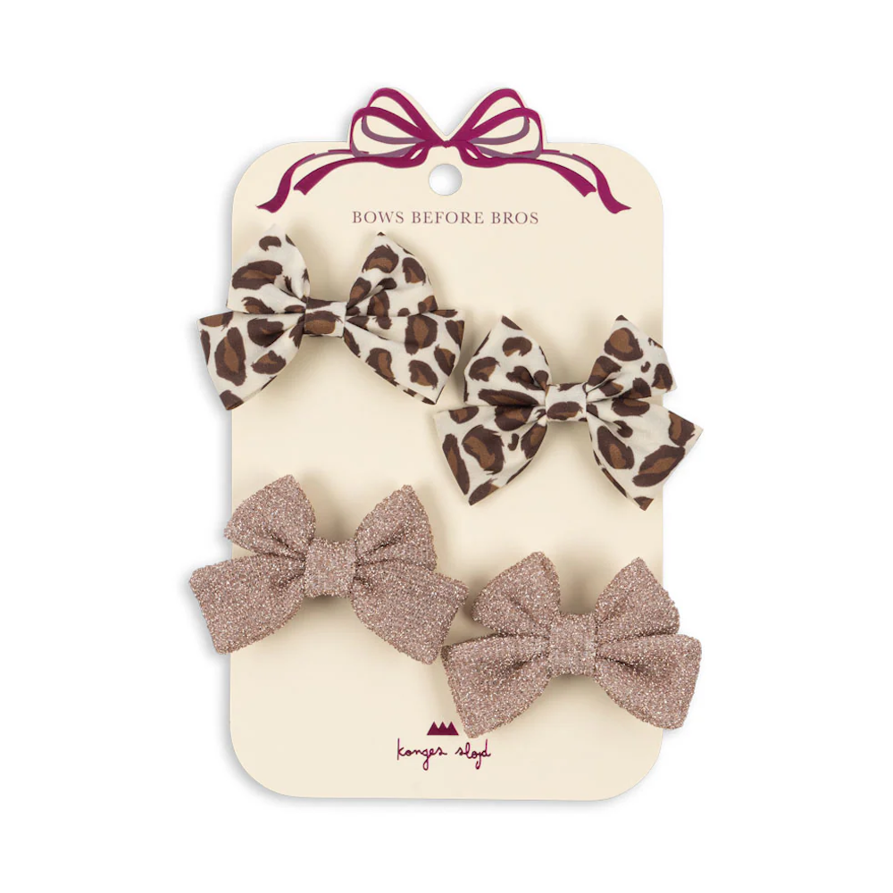 4 Pack Bow Hair Clip Leo/Rose