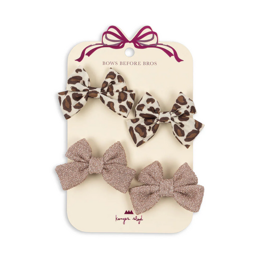 4 Pack Bow Hair Clip Leo/Rose