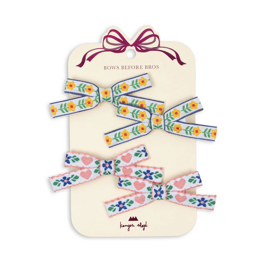 4 Pack Mini Bow Hair Clips White/Rose