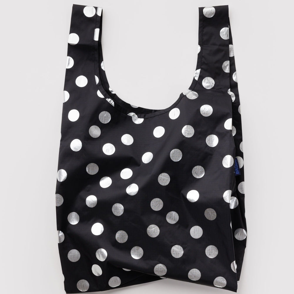 Standard Baggu Silver Metallic Polka Dot