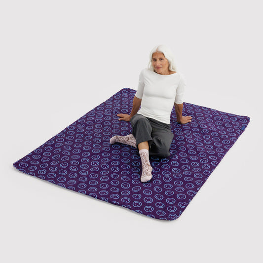 Puffy Picnic Blanket Indigo Happy