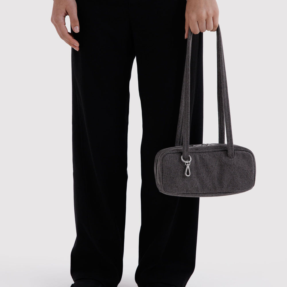 Small Denim Bowler Bag Washed Black Denim